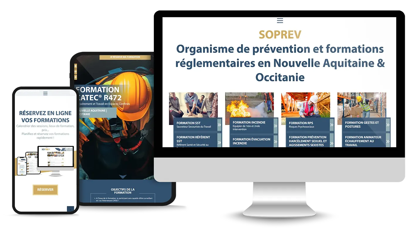 Creation site internet soprev tonneins auch nouvelle aquitaine occitanie Couleur Pixel agence de communication sur Marmande