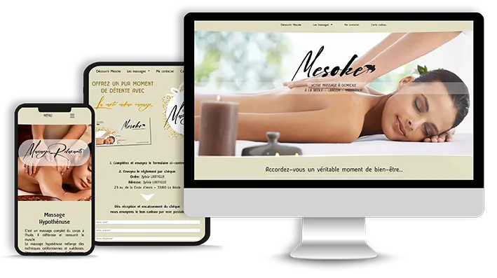 Creation site internet mesoke massage a domicile langon la reole Couleur Pixel graphiste et agence de communication sur Marmande